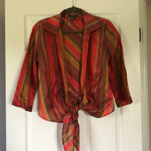 Lafayette 148 silk tie front blouse/jacket